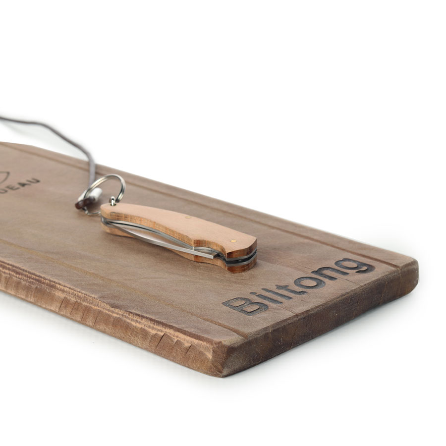 Biltong Pine Wood Cutting Board & Knife (45x13cm) with handle